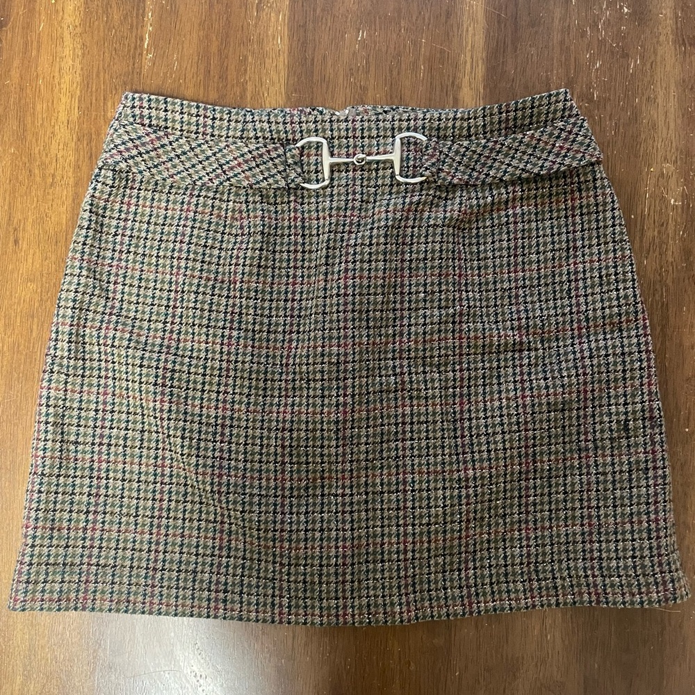 VINTAGE Kathy Ireland Houndstooth Plaid Mini Skirt SZ 9/10